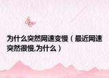 為什么突然網速變慢（最近網速突然很慢,為什么）