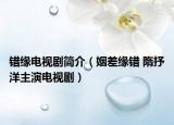 錯緣電視劇簡介（姻差緣錯 隋抒洋主演電視?。? /></span></a>
                        <h2><a href=