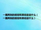 一國(guó)兩制的前提和基礎(chǔ)是是什么（一國(guó)兩制的前提和基礎(chǔ)是什么）