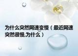 為什么突然網(wǎng)速變慢（最近網(wǎng)速突然很慢,為什么）