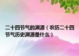 二十四節(jié)氣的淵源（農(nóng)歷二十四節(jié)氣歷史淵源是什么）