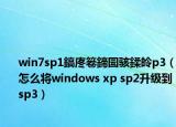 win7sp1鎬庝箞鍗囩駭鍒皊p3（怎么將windows xp sp2升級到sp3）