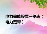 電力儲能股票一覽表（電力寬帶）