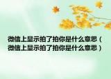微信上顯示拍了拍你是什么意思（微信上顯示拍了拍你是什么意思）
