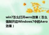 win7怎么打開(kāi)aero效果（怎么強(qiáng)制開(kāi)啟Windows7中的Aero效果）
