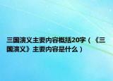 三國演義主要內(nèi)容概括20字（《三國演義》主要內(nèi)容是什么）