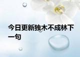 今日更新獨(dú)木不成林下一句