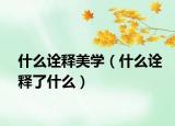 什么詮釋美學(xué)（什么詮釋了什么）