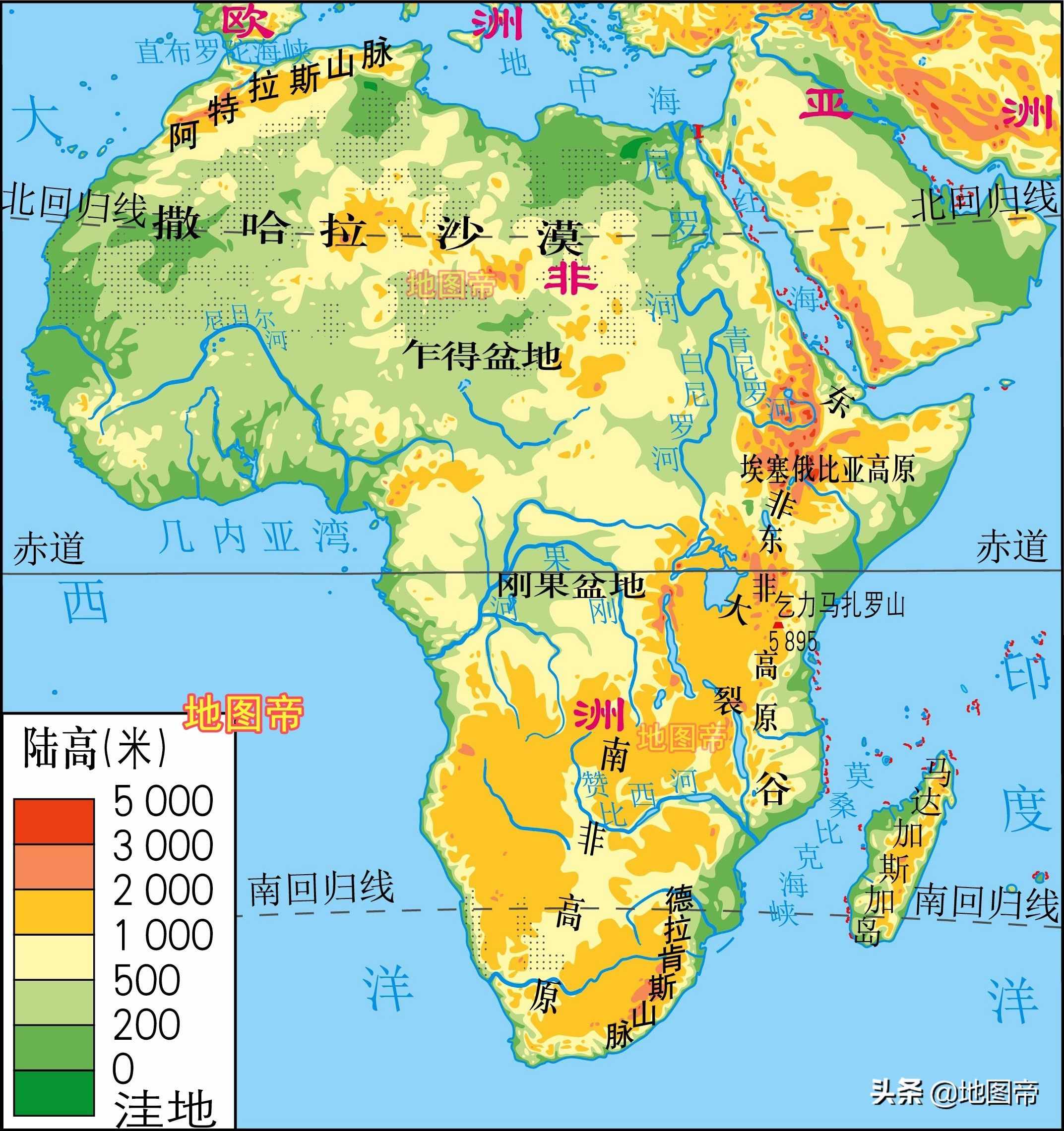 世界七大洲地形圖（12圖）