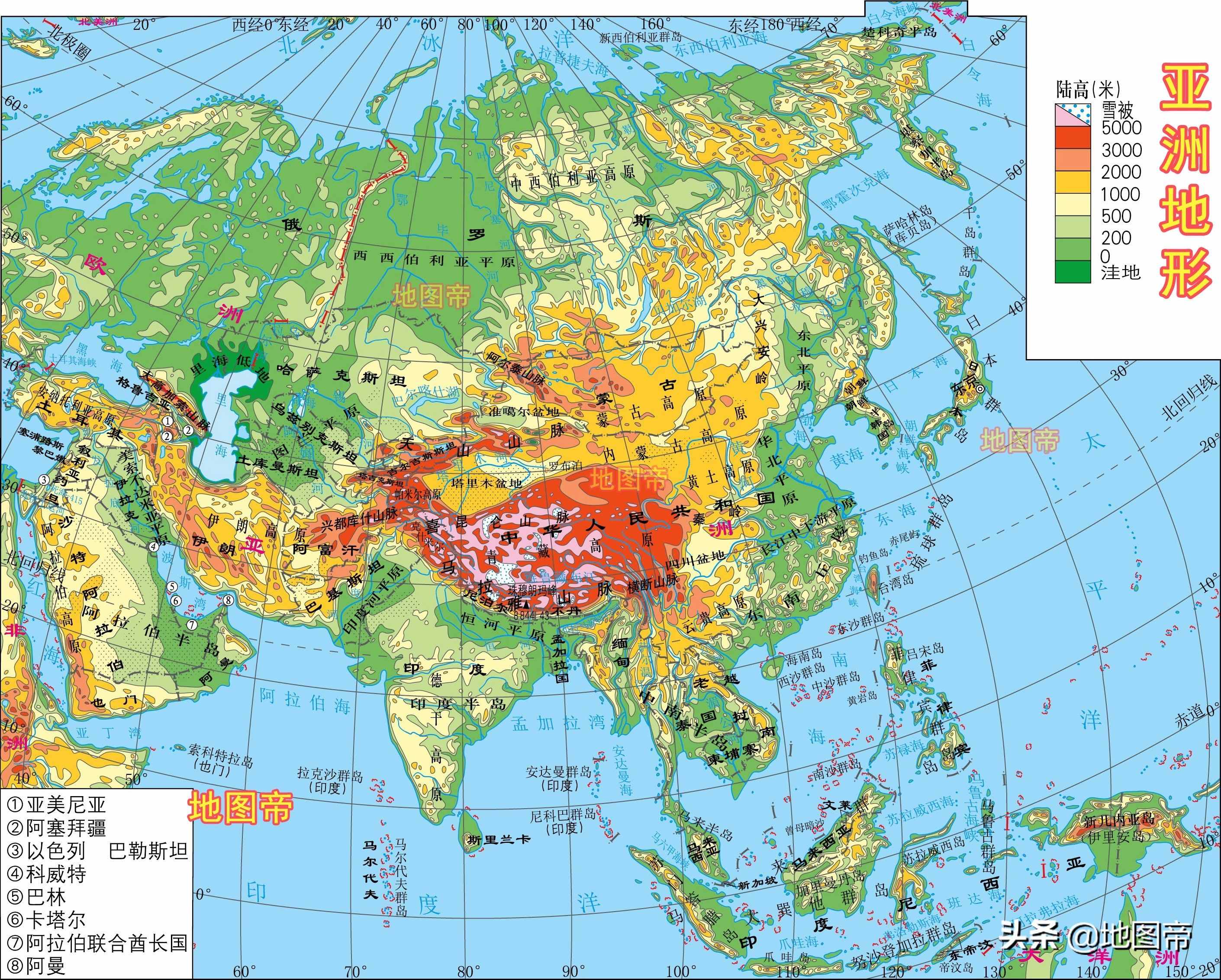 世界七大洲地形圖（12圖）