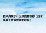 技術員屬于什么級別的職稱（技術員屬于什么級別的職稱）
