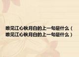 唯見(jiàn)江心秋月白的上一句是什么（唯見(jiàn)江心秋月白的上一句是什么）