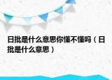 日批是什么意思你懂不懂嗎（日批是什么意思）