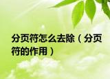 分頁(yè)符怎么去除（分頁(yè)符的作用）