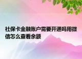 社?？ń鹑谫~戶需要開通嗎用微信怎么查看余額
