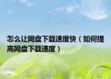 怎么讓網盤下載速度快（如何提高網盤下載速度）