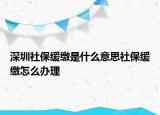 深圳社保緩繳是什么意思社保緩繳怎么辦理