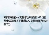 知網(wǎng)下載的caj文件怎么轉(zhuǎn)換成pdf（把從中國知網(wǎng)上下載的CAJ文件轉(zhuǎn)換為PDF格式）