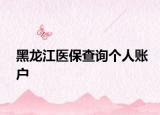黑龍江醫(yī)保查詢個人賬戶