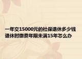 一年交15000元的社保退休多少錢退休時(shí)繳費(fèi)年限未滿15年怎么辦