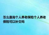 怎么查詢個人養(yǎng)老保險個人養(yǎng)老保險可以補交嗎
