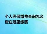 個(gè)人醫(yī)保繳費(fèi)查詢(xún)?cè)趺床樵谀睦锢U費(fèi)