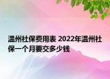 溫州社保費(fèi)用表 2022年溫州社保一個月要交多少錢
