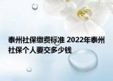 泰州社保繳費標(biāo)準(zhǔn) 2022年泰州社保個人要交多少錢
