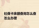 社保卡余額查詢?cè)趺床樵趺崔k理