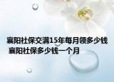 襄陽社保交滿15年每月領(lǐng)多少錢 襄陽社保多少錢一個月