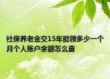 社保養(yǎng)老金交15年能領(lǐng)多少一個(gè)月個(gè)人賬戶余額怎么查