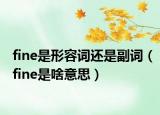 fine是形容詞還是副詞（fine是啥意思）