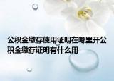 公積金繳存使用證明在哪里開(kāi)公積金繳存證明有什么用