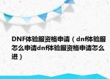 DNF體驗服資格申請（dnf體驗服怎么申請dnf體驗服資格申請怎么進）