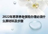 2022年思茅養(yǎng)老保險(xiǎn)辦理必須什么原材料及步驟