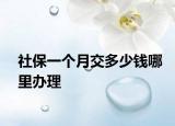 社保一個(gè)月交多少錢哪里辦理