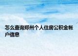 怎么查詢鄭州個人住房公積金帳戶信息
