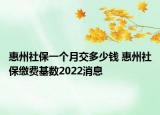 惠州社保一個月交多少錢 惠州社保繳費基數(shù)2022消息