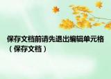 保存文檔前請先退出編輯單元格（保存文檔）