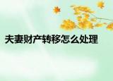 夫妻財產(chǎn)轉(zhuǎn)移怎么處理