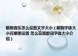 酷狗音樂怎么設(shè)置文字大?。峁纷煮w大小在哪里設(shè)置 怎么設(shè)置歌詞字體大小介紹）