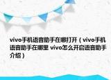 vivo手機語音助手在哪打開（vivo手機語音助手在哪里 vivo怎么開啟語音助手介紹）