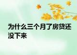 為什么三個(gè)月了房貸還沒下來(lái)