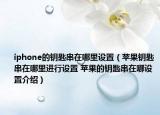 iphone的鑰匙串在哪里設置（蘋果鑰匙串在哪里進行設置 蘋果的鑰匙串在哪設置介紹）