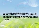oppo手機(jī)怎樣把聲音調(diào)更大（oppo手機(jī)怎么把聲音變得更大 oppo聲音怎么調(diào)大介紹）