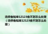 違停告知單12123查不到怎么處理（違停告知單12123查不到怎么處理）