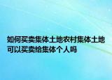 如何買賣集體土地農(nóng)村集體土地可以買賣給集體個人嗎