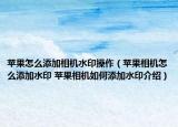 蘋果怎么添加相機水印操作（蘋果相機怎么添加水印 蘋果相機如何添加水印介紹）