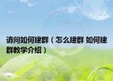 請問如何建群（怎么建群 如何建群教學(xué)介紹）