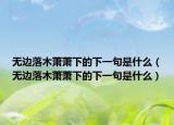 無(wú)邊落木蕭蕭下的下一句是什么（無(wú)邊落木蕭蕭下的下一句是什么）